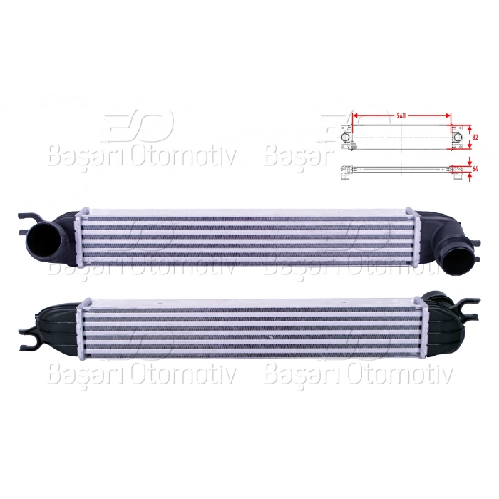TURBO RADYATORU (INTERCOOLER) 540X82X64 MINI COOPER (R56) 10-13 CLUBMAN (R55) 10-14 COUNTRYMAN (R60) 10-16