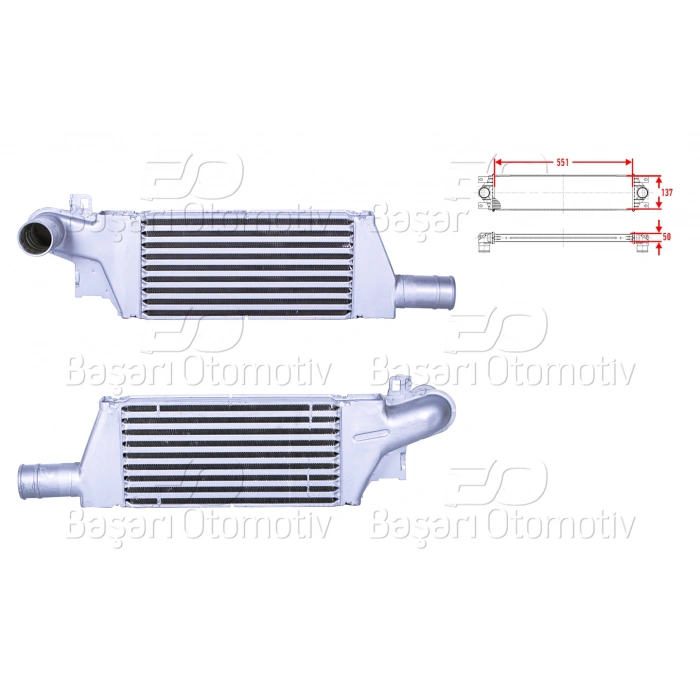 TURBO RADYATORU (INTERCOOLER) 551X137X50 OPEL CORSA C Y17DT 02 >