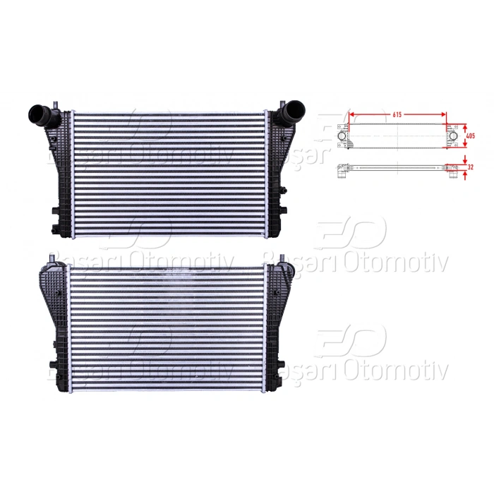 TURBO RADYATORU (INTERCOOLER) 615X405X32 VW JETTA GOLF6 SUPERB 1.6 TDI CAY MOTOR 09 >