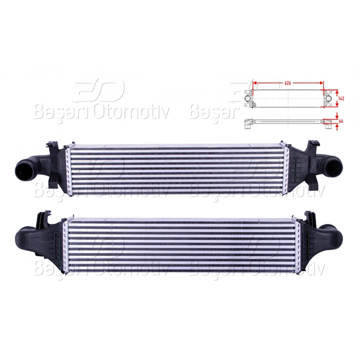 TURBO RADYATORU (INTERCOOLER) 626X142X64 MERCEDES-BENZ A SERISI (W176) A 180 - A 180 CDI - A 200 12>/ B SERISI (W246) B 160 - B 180 - B 180 CDI - B 00 11-18/ CLA (C117) 11-19/ GLA (X156) 13>