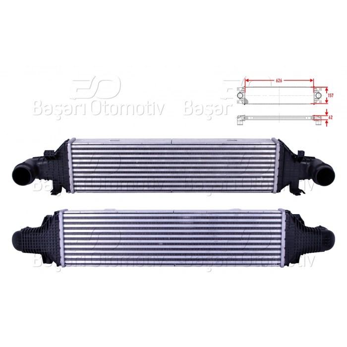 TURBO RADYATORU (INTERCOOLER) 626X157X62 MERCEDES-BENZ C SERISI (W204) C180 - C220 CDI - C250 CDI 07-14/ CLS (C218) CLS 250 CDI - 350 CDI 12> / E SERISI (W212) E180 - E200 - E220 CDI - E250 CDI - E350 CDI 09>
