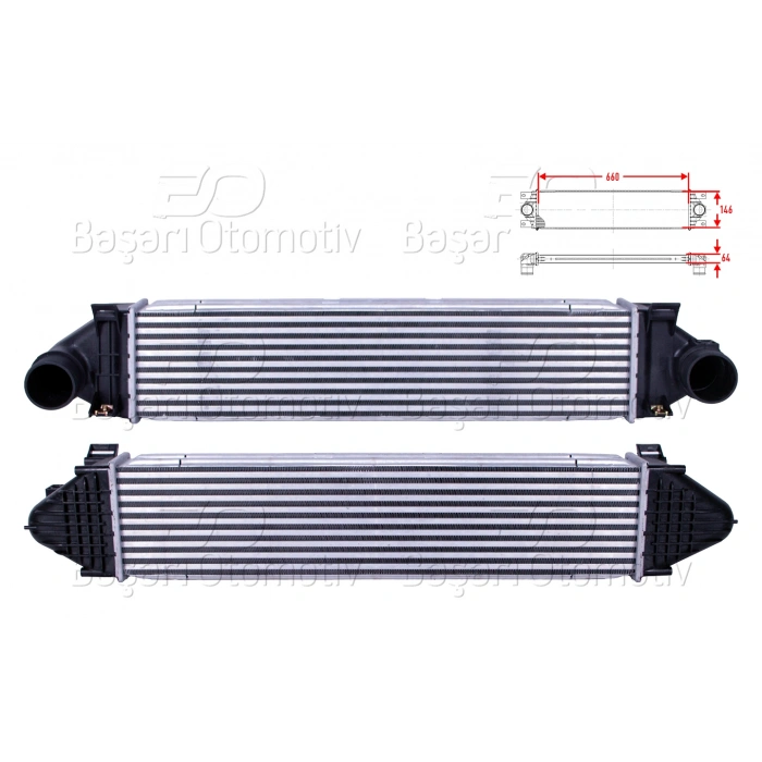 TURBO RADYATORU (INTERCOOLER) 660X146X64 FORD FOCUS 04-14/ C MAX 07-19/ KUGA 08-19/ MONDEO 1.6-2.0 TDCI 07-15/ LAND ROVER FREELANDER 10-14/ DISCOVERY SPORT 14>/ EVOQOE 11-19 2.2 D/ VOLVO S80 2 2.5 T 06-12