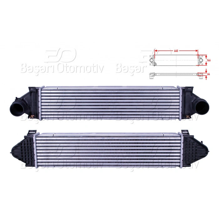 TURBO RADYATORU (INTERCOOLER) 660X146X64 VOLVO S80 2 2.4 D5-D3 06->/ V70 3 2.4 D5 06->/ XC60 2.0 T-D5-2.4 D 08>/ XC70 2 2.4 D5 07>/ FREELANDER 2.0 Si4 11-14/ EVOQUE 2.0 Si4 11-19