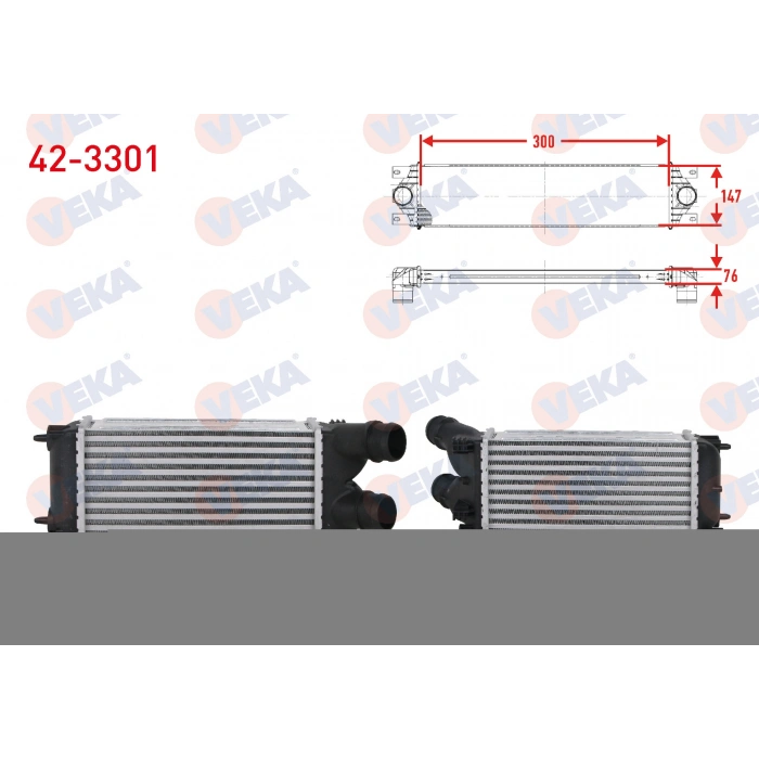 TURBO RADYATORU (INTERCOOLER) UZUN BORULU PEUGEOT PARTNER TEPEE 1.6 HDI 90 HP 2008-