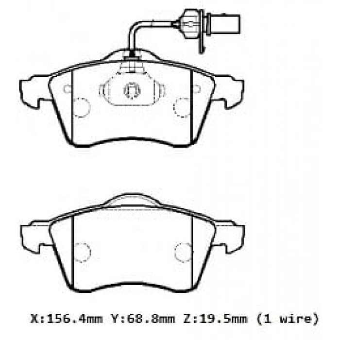 VOLKSWAGEN TRANSPORTER- T4- 02/03; ÖN FREN BALATASI 1,9/2,4/2.5(KABLOLU)DİSK)156,4X68,8X19,90)BRAMAX