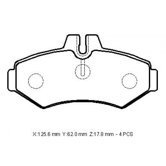 VOLKSWAGEN VOLT- LT35/LT46- 96/07; ARKA FREN BALATASI (KULAKSIZ)KABLOSUZ)DİSK)(125,6X62X17,8)BRA