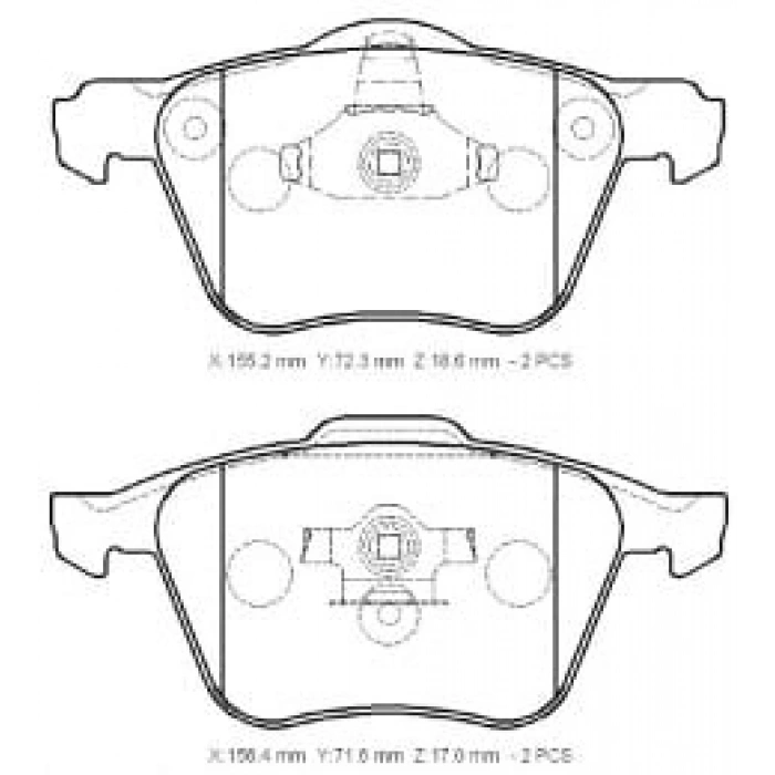 VOLVO V70- 00/04; ÖN FREN BALATASI (KABLOSUZ)(DİSK)(155,2X72,3X18,6/15;6,4X71,6X17)(BRAMAX)