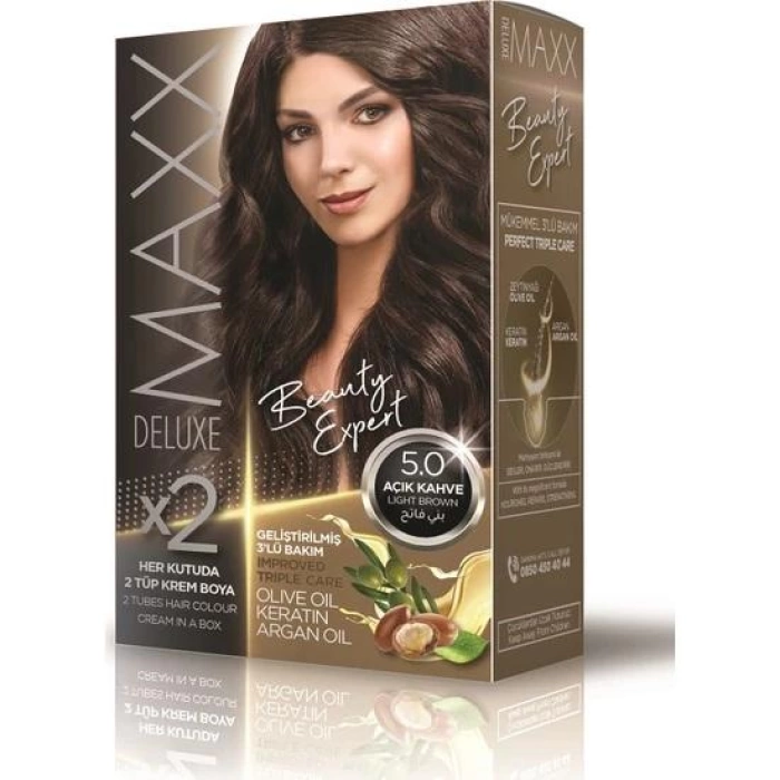 Maxx Deluxe Saç Boyası Set Açık Kahve 5/0