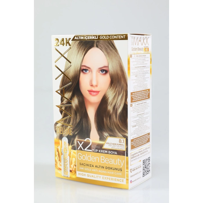 Maxx Deluxe 8/1 Küllü Açık Kumral 24K Gerçek Altın İçerikli Saç Boyası