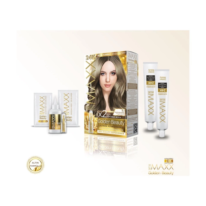Maxx Deluxe 8/1 Küllü Açık Kumral 24K Gerçek Altın İçerikli Saç Boyası