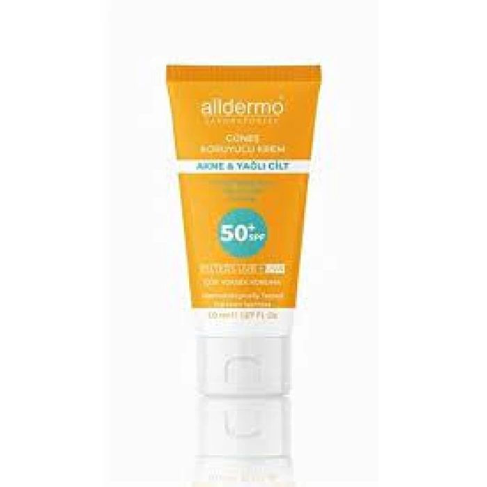 Alldermo 50+SPF Akne ve Yağlı Cilt Güneş Koruyucu Krem 50 ml