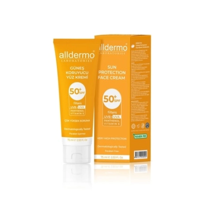 Alldermo 50+SPF Güneş Koruyucu Yüz Kremi 75 ml