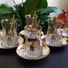 Eva Lizbon Gold Şeritli Çelik Tabaklı Çay Kaşık Takımı - 6 Kişilik