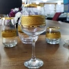 32 Parça Kesme Dekorlu Gold Yaldızlı Su Takımı -6 Kişilik