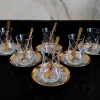 Eva Ym Kesme Dekor Çelik Tabaklı Çay Seti - 6 Kişilik, 18 Parça