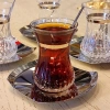 İnce Belli Lizbon Çelik Tabaklı Platin Çay Takımı-6 Kişilik,18 Parça