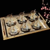 İnce Belli Lizbon Gold Luna Tepsili Çay Seti-12 Kişilik