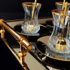 İnce Belli Lizbon Gold Luna Tepsili Çay Seti-12 Kişilik