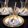 Miosbride Gold Çelik Tabaklı Çay Takımı-6 Kişilik,18 Parça
