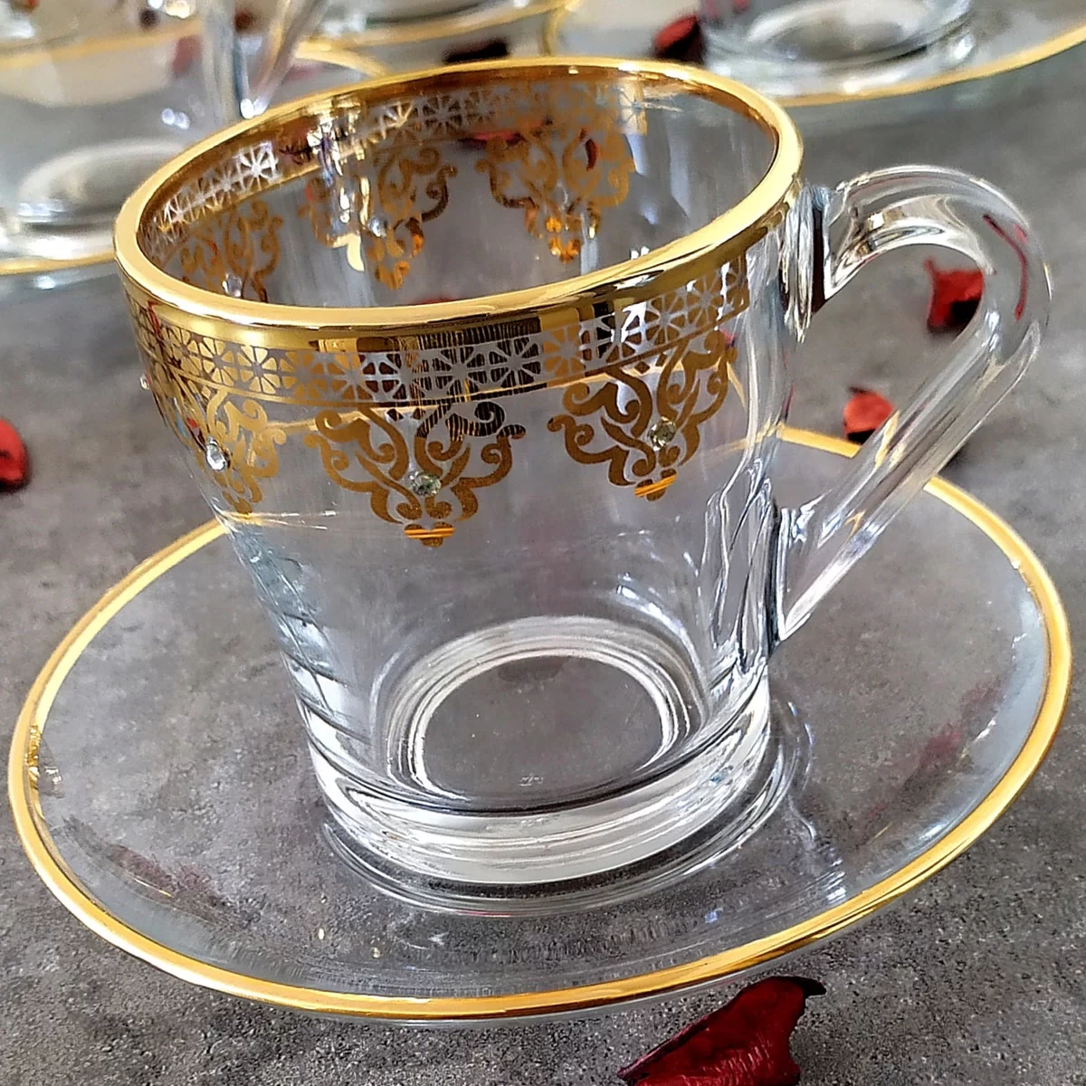 Abka Ottoman Kulplu Çay ve Nescafe Fincan Takımı- 6 Kişilik