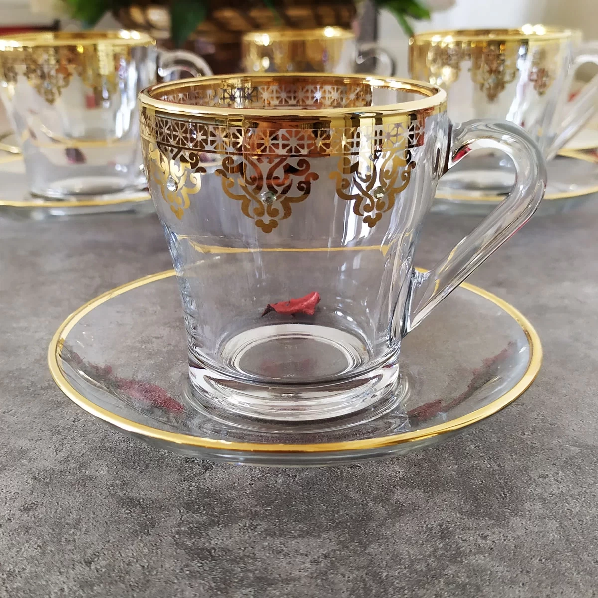 Abka Ottoman Kulplu Çay ve Nescafe Fincan Takımı- 6 Kişilik