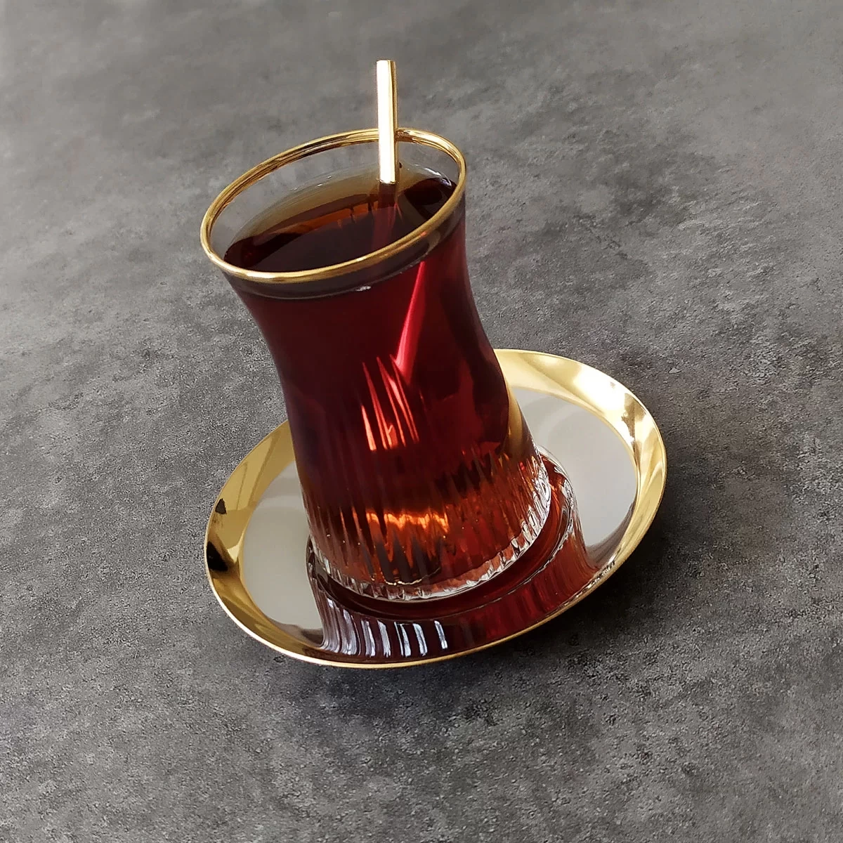 Paşabahçe Nova Gold Çelik Tabaklı Çay Takımı -6 Kişilik