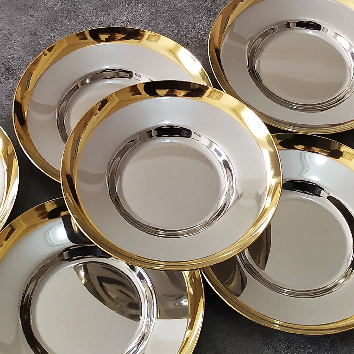 Tiamo Çelik Gold Detay Çay Tabağı - 6 Adet