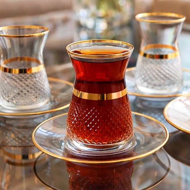 Paşabahçe irem Kesme Dekor Çay Bardak Takımı-6 Kişilik