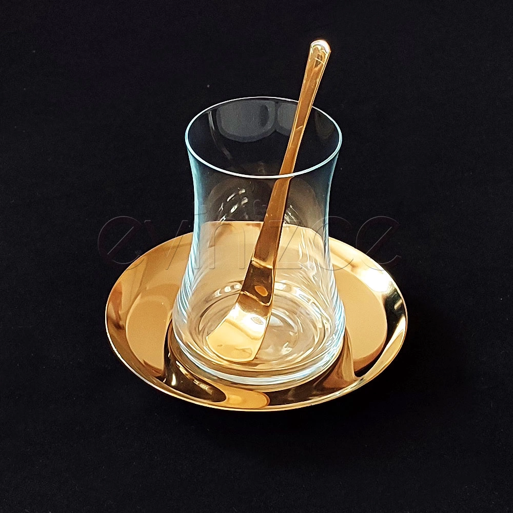 Asil Gold Çelik Tabaklı Çay Seti-6 Kişilik,18 Parça
