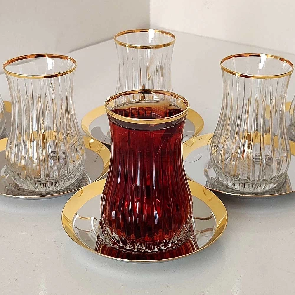 Eva Liza Rio Gold Tabaklı Çay Takımı- 6 Kişilik