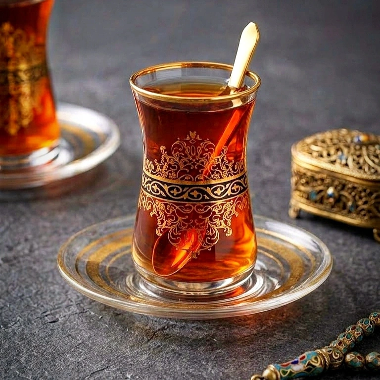 Gold Dekorlu Çay Takımı - 6 Kişilik,18 Parça