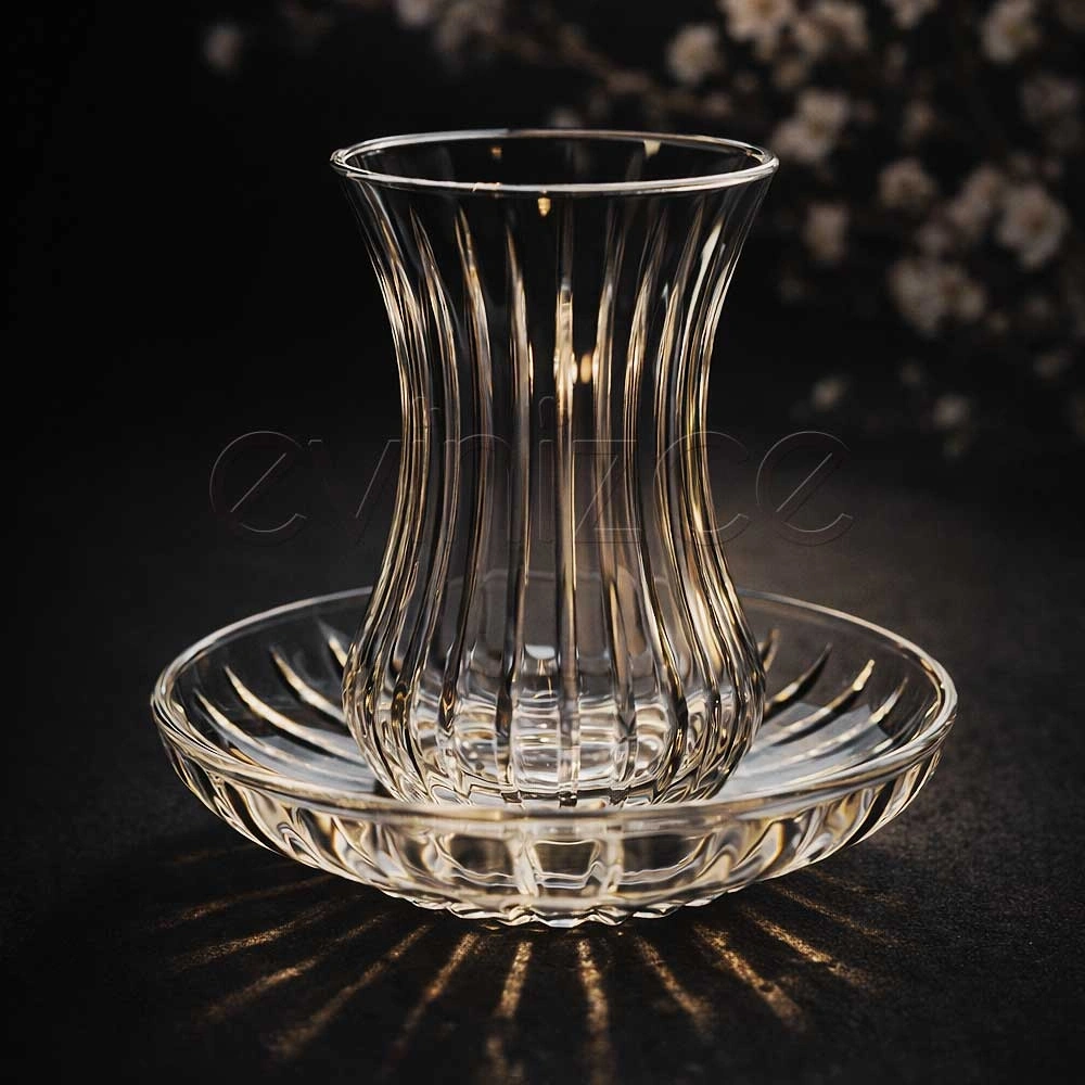 İnce Belli Liza Kesme Dekor Çay Takımı - 6 Kişilik