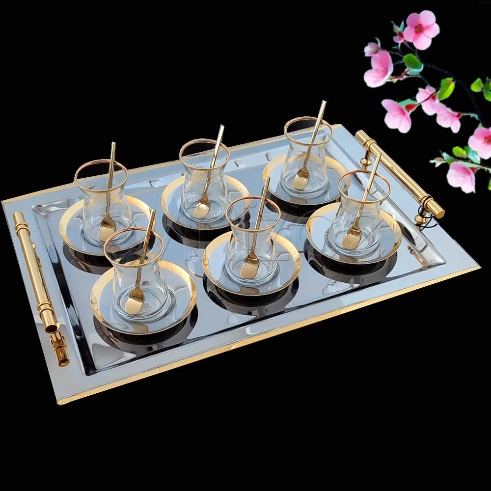 İrem 42451 Gold Tepsili Çay Seti- 12 Kişilik, 39 Parça