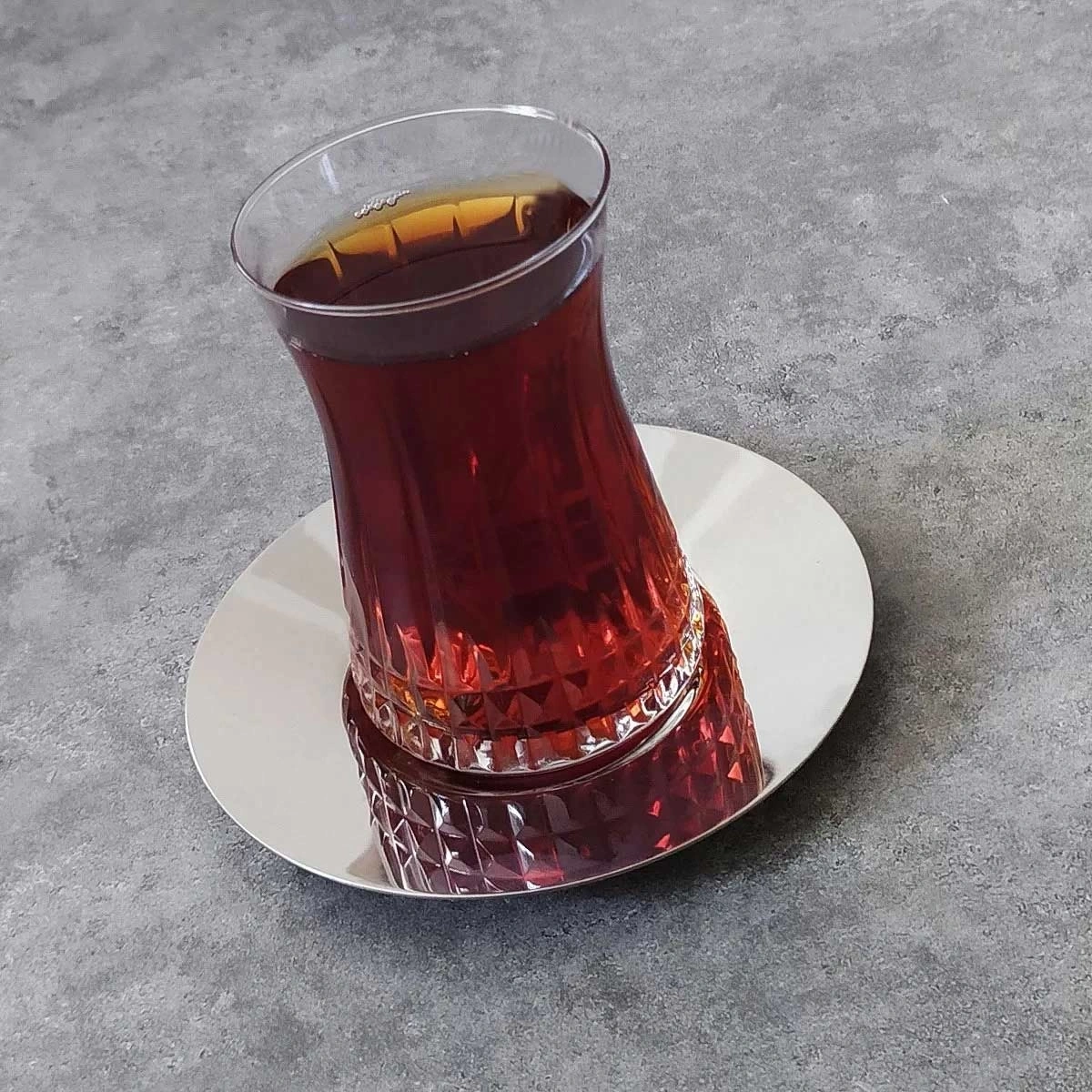 Lizbon Kesme Dekor Çelik Tabaklı Çay Takımı-6 Kişilik