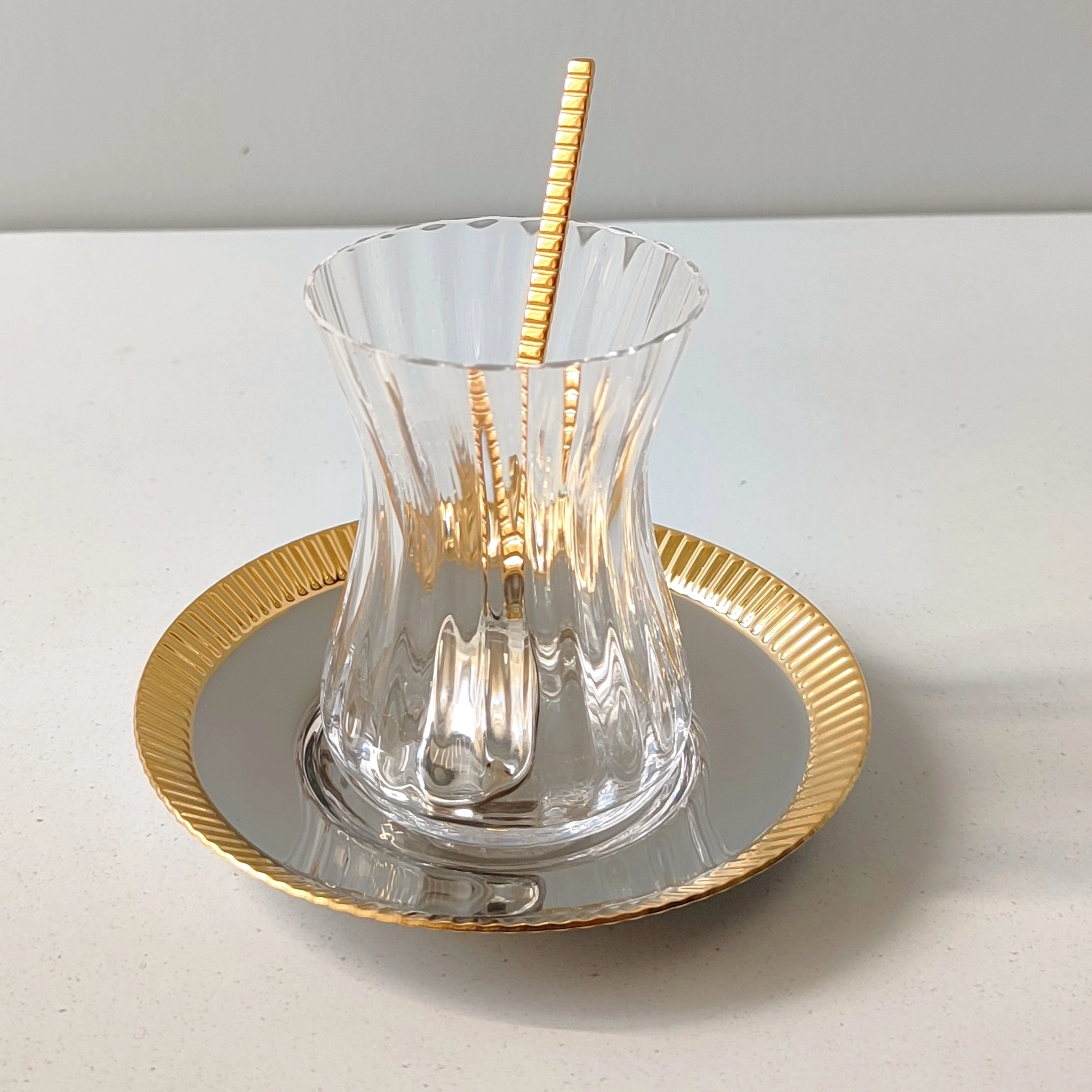 Miosbride Gold Çelik Tabaklı Çay Takımı-6 Kişilik,18 Parça