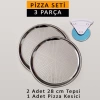 Çelik Delikli Pizza ve Lahmacun Tepsisi ve Kesici - 3 Parça