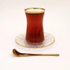 Paşabahçe Lizbon Çay Bardak ve Kaşık Takımı Gold - 6 Kişilik