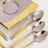 Tiamo Çelik Gold Detay Çay Tabağı ve Kaşık Seti - 12 Parça