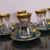 Paşabahçe 42381 İnce Belli Ottoman Gold Kulplu Çay Takımı-6 Kişilik