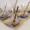 Paşabahçe 42881 Timeless Çay Bardak ve Çelik Gold Tabak Takımı-6 Kişilik