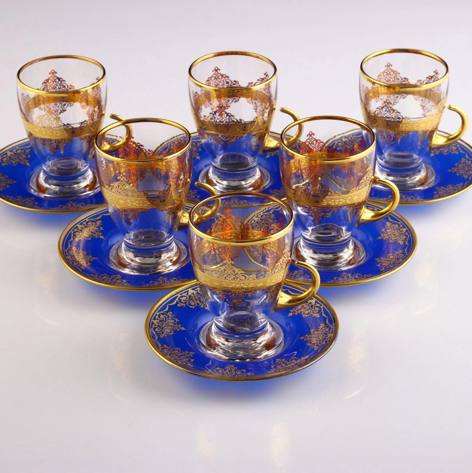 Paşabahçe Dekorlu Kulplu Çay Fincanı -Nida Gold