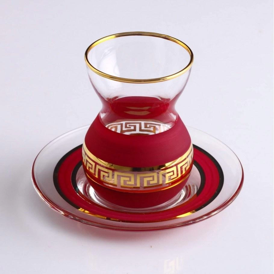 Paşabahçe Dekorlu Çay Bardak Takımı, 6 Kişilik - Antik Altın, Kır