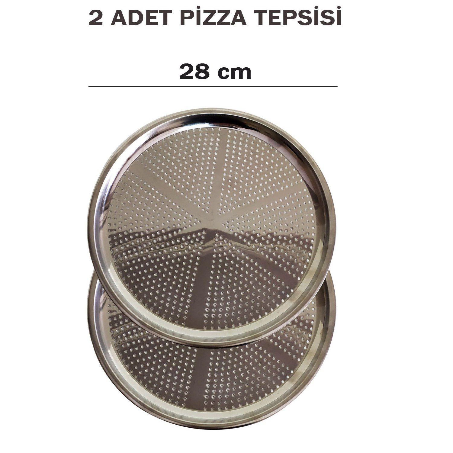 Çelik Delikli Pizza ve Lahmacun Tepsisi ve Kesici - 3 Parça