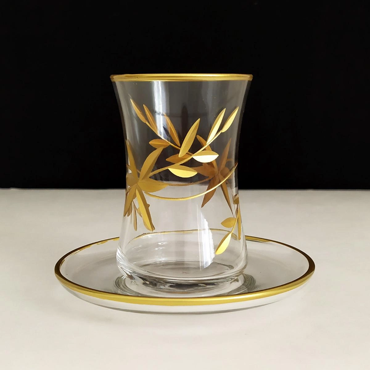 Kesme Dekor Gold Yaldızlı Çay Bardak Takımı-Model4