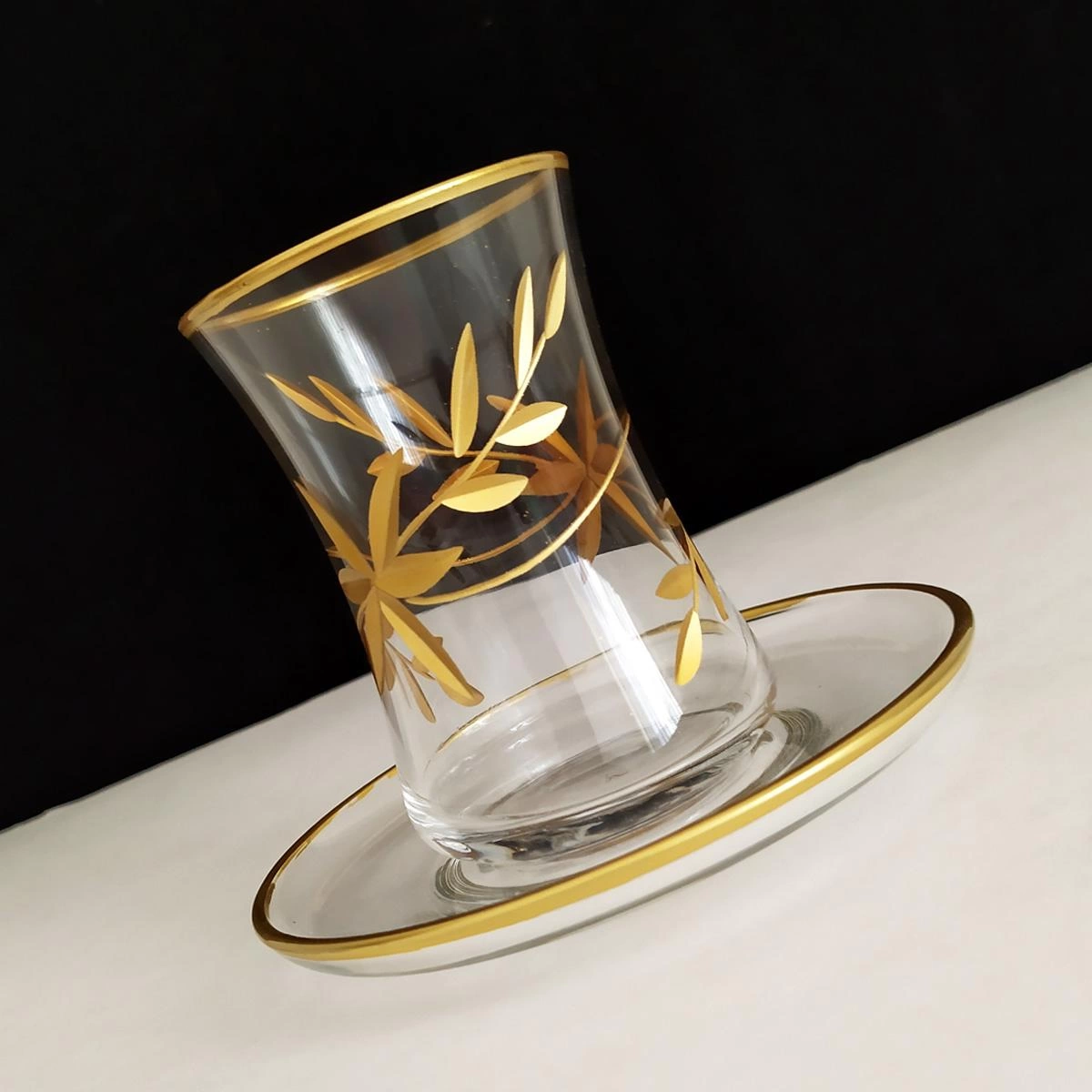 Kesme Dekor Gold Yaldızlı Çay Bardak Takımı-Model4