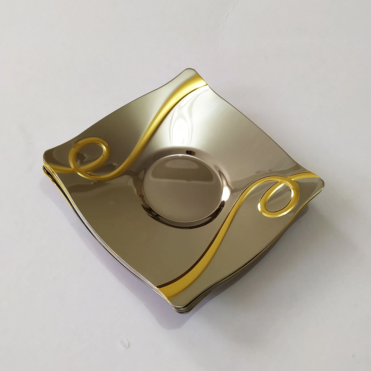 Tiamo İnna Desen Çelik Gold Detay Çay Tabağı - 6 Adet