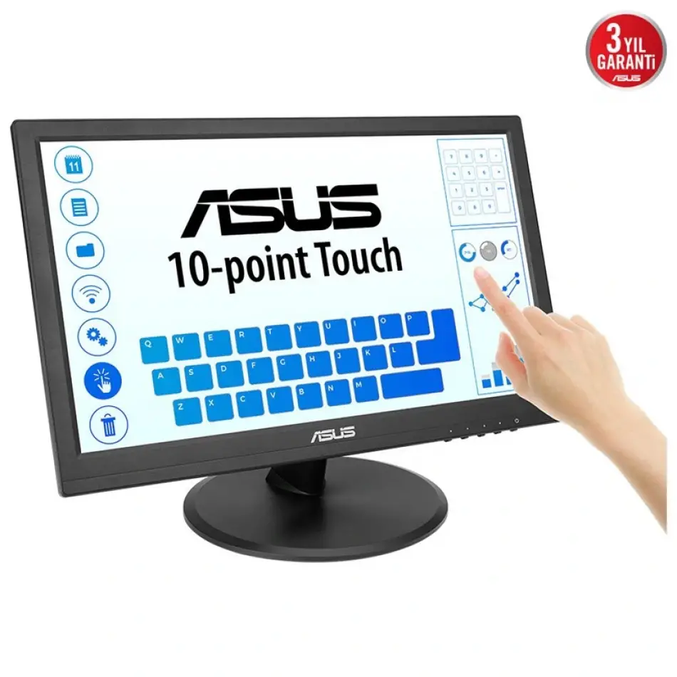 15.6 Asus Vt169he Ips 5ms 60mhz 1xvga 1xhdmı Fhd 1920x1080 Dokunmatik Ekran Flıcker Free Çerçevesiz Vesa Siyah