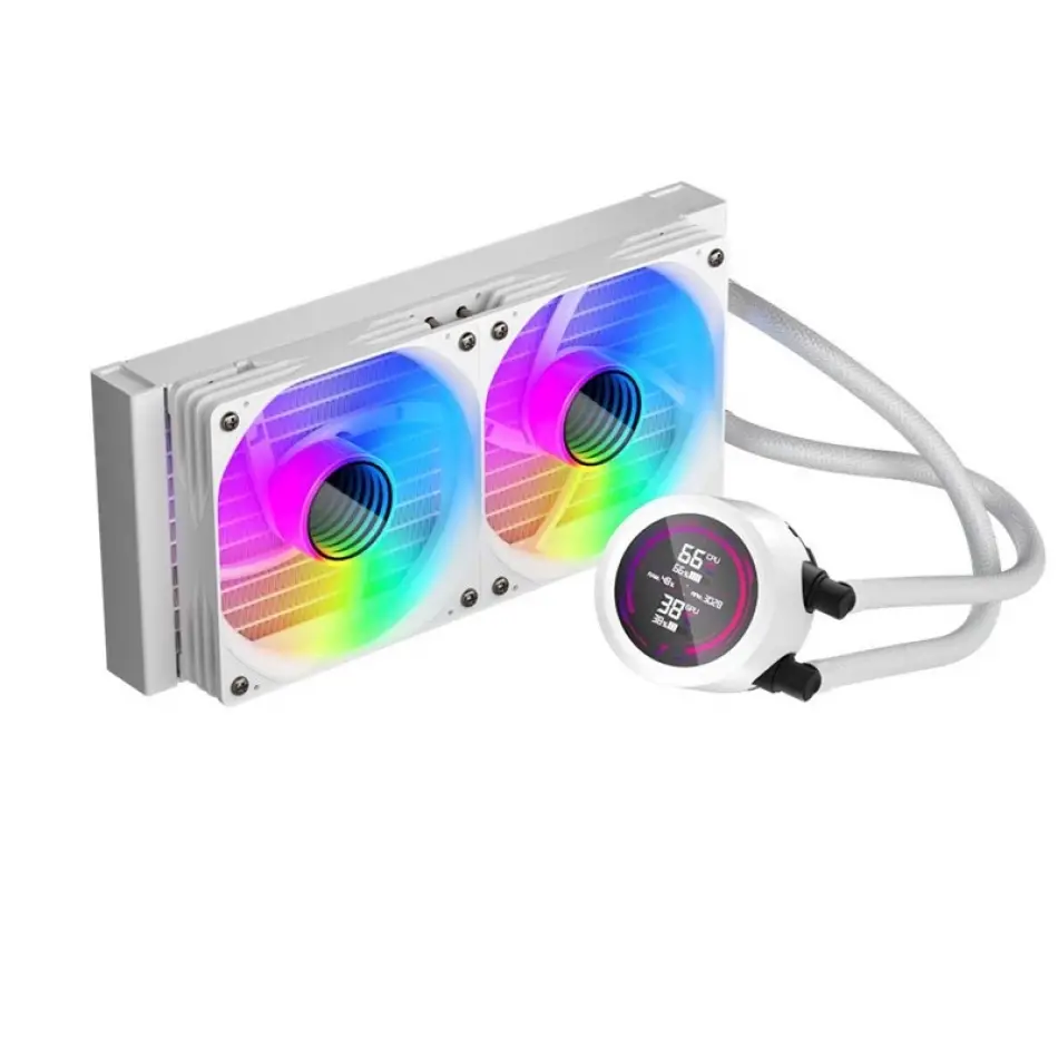 1st Player Thunderstorm Ts4 240mm Beyaz Argb Dijital Sıcaklık Göstergeli Am5, Am4 / Lga 1851, 1700 İşlemci Sıvı Soğutucu