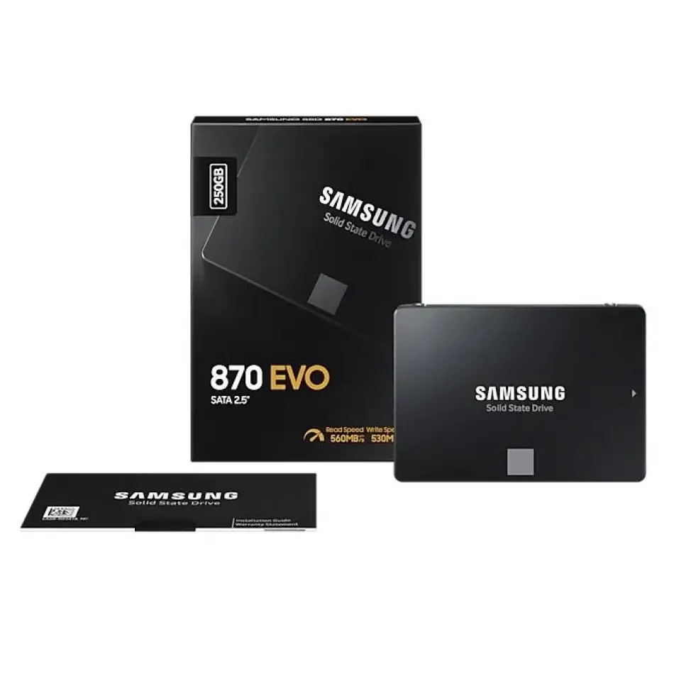 250GB SAMSUNG 870 560/530MB/s EVO MZ-77E250BW SSD (Resmi Distribütör Garantili)