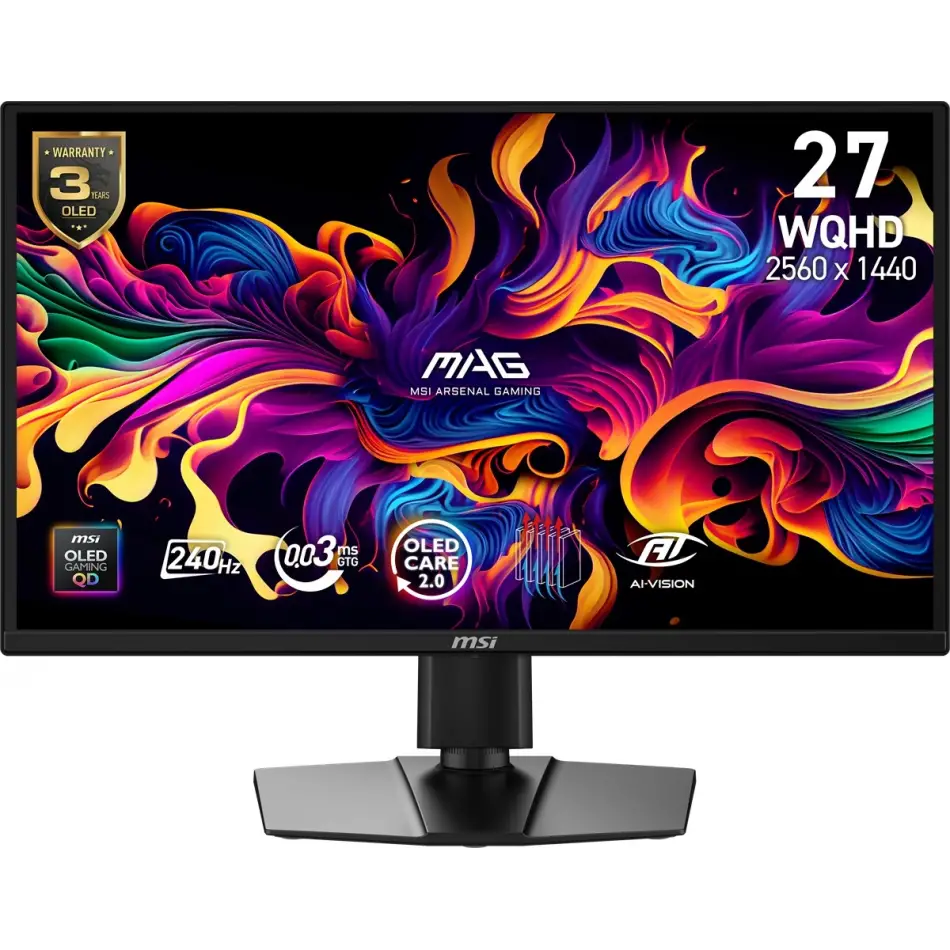 26.5 MSI MAG 272QP QD-OLED X24 WQHD  0.03MS 240HZ FREESYNC PREMIUM PIVOT GAMING